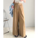 美しいシルエットの優秀パンツ♪Wベルト異素材スラックスワイドパンツ | Classical Elf | 詳細画像25