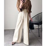 美しいシルエットの優秀パンツ♪Wベルト異素材スラックスワイドパンツ | Classical Elf | 詳細画像5