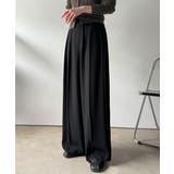 ブラック | すっきりシルエット。防シワ効果素材2タックハイウエストワイドパンツ | Classical Elf 