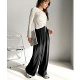 すっきりシルエット。防シワ効果素材2タックハイウエストワイドパンツ | Classical Elf  | 詳細画像11 