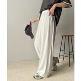 チャコール | すっきりシルエット。防シワ効果素材2タックハイウエストワイドパンツ | Classical Elf 