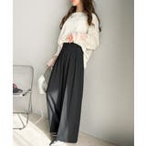 すっきりシルエット。防シワ効果素材2タックハイウエストワイドパンツ | Classical Elf  | 詳細画像18 