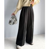 ブラック | 上品なデザインと履き心地。タック使いワイドシルエットハイウエストスラックス | Classical Elf 