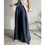 ネイビー | トレンドライクな美シルエット。パイピングジャージワイドパンツ(接触冷感機能 防シ… | Classical Elf