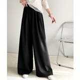 ブラック | 大人のこなれ感を演出。ツイルハイウエスト2タックワイドスラックスパンツ | Classical Elf