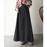 ブラック | 綿100％ 主役級の美フレアスカートでコーデの格上げ デニムフレアスカート（ロン… | Classical Elf 