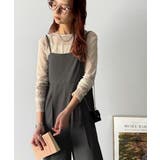 脚長美シルエット！センタープレス入りストレッチキャミサロペット | Classical Elf  | 詳細画像14 