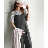 チャコール | 脚長美シルエット！センタープレス入りストレッチキャミサロペット | Classical Elf 