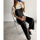 脚長美シルエット！センタープレス入りストレッチキャミサロペット | Classical Elf  | 詳細画像5 