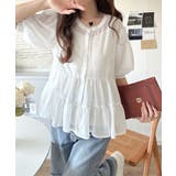 ふんわりフリルで可愛さ倍増!2重ボリューム袖透けティアードブラウス(半袖) | Classical Elf | 詳細画像1