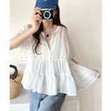 ふんわりフリルで可愛さ倍増!2重ボリューム袖透けティアードブラウス(半袖) | Classical Elf | 詳細画像4