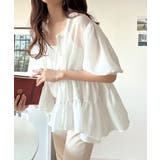 ふんわりフリルで可愛さ倍増!2重ボリューム袖透けティアードブラウス(半袖) | Classical Elf | 詳細画像5