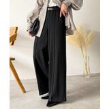 ブラック | 美脚もこなれ感も両立！大人の洒落ワイドが主役になる、ブラッシュドジャージハイウエ… | Classical Elf 