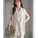 【2点セット】さらっと素材で上品に決まる。ダブルテーラードジレ×タックパンツセッ… | Classical Elf  | 詳細画像8 