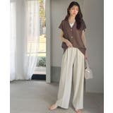 【2点セット】さらっと素材で上品に決まる。ダブルテーラードジレ×タックパンツセッ… | Classical Elf  | 詳細画像10 