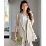 【2点セット】さらっと素材で上品に決まる。ダブルテーラードジレ×タックパンツセッ… | Classical Elf  | 詳細画像4 