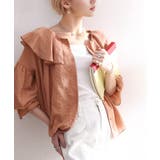 テラコッタ | 大人なシアー魅せ。2wayラッフルフリルビッグカラーブラウス | Classical Elf 