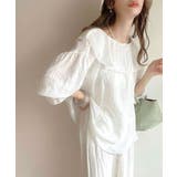 大人なシアー魅せ。2wayラッフルフリルビッグカラーブラウス | Classical Elf  | 詳細画像5 