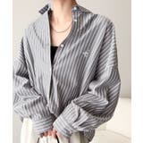 チャコール | Happyストライプ！ワンポイント刺繍オーバーシャツ | Classical Elf 