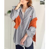 ネイビー | Happyストライプ！ワンポイント刺繍オーバーシャツ | Classical Elf 