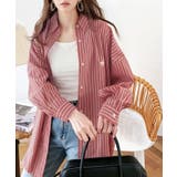 レッド | Happyストライプ！ワンポイント刺繍オーバーシャツ | Classical Elf 