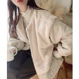 もこもこ癒され。ファー×キルティング切替えジップブルゾン[品番