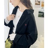 ブラック | こっくり秋感。ワンポイント刺繍細コーデュロイオーバーシャツ | Classical Elf 