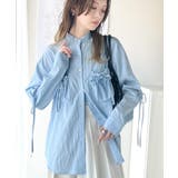 ブルー | 大人の甘さ薫る上品シャツ。衿2wayポケットリボンシャツ(長袖) | Classical Elf