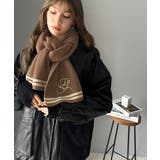 柔らか暖か。上品なロゴ刺繍入りラインニットマフラー（ストール） | Classical Elf  | 詳細画像9 