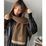 柔らか暖か。上品なロゴ刺繍入りラインニットマフラー（ストール） | Classical Elf  | 詳細画像10 