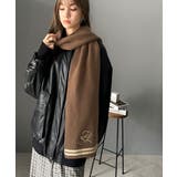 柔らか暖か。上品なロゴ刺繍入りラインニットマフラー（ストール） | Classical Elf  | 詳細画像11 