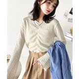 大人の魅力を引き立てる。胸シャーリングジャガードトップス(長袖) | Classical Elf | 詳細画像1