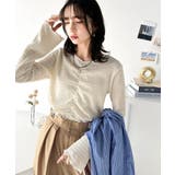 大人の魅力を引き立てる。胸シャーリングジャガードトップス(長袖) | Classical Elf | 詳細画像5