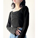 スタイルアップが叶う！リボンカシュクールジャガードカットソー（フレアスリーブ） | Classical Elf  | 詳細画像10 