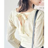 アイボリー | スタイルアップが叶う！リボンカシュクールジャガードカットソー（フレアスリーブ） | Classical Elf 