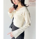 スタイルアップが叶う！リボンカシュクールジャガードカットソー（フレアスリーブ） | Classical Elf  | 詳細画像3 