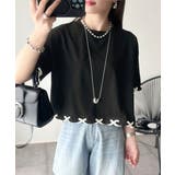 華やかさとこなれ感を両立！レースアップデザインクロップドＴシャツ(半袖) | Classical Elf  | 詳細画像16 