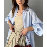 今季らしく着こなせる♪ラインストーンつきオーバーサイズシアーストライプシャツ | Classical Elf  | 詳細画像32 