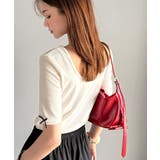 アイボリー | 大人可愛いを叶える。前後2way袖リボンバックオープンリブトップス | Classical Elf 