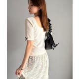 大人可愛いを叶える。前後2way袖リボンバックオープンリブトップス | Classical Elf  | 詳細画像9 