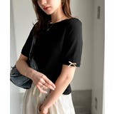 大人可愛いを叶える。前後2way袖リボンバックオープンリブトップス | Classical Elf  | 詳細画像18 