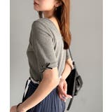 杢グレー | 大人可愛いを叶える。前後2way袖リボンバックオープンリブトップス | Classical Elf 