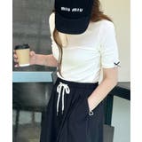 大人可愛いを叶える。前後2way袖リボンバックオープンリブトップス | Classical Elf  | 詳細画像1 