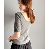 大人可愛いを叶える。前後2way袖リボンバックオープンリブトップス | Classical Elf  | 詳細画像55 