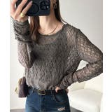 チャコール | 大人の上品映えレースアイテム。袖ギャザーレーストップス（長袖） | Classical Elf 