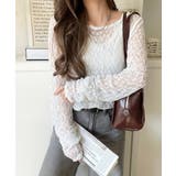 大人の上品映えレースアイテム。袖ギャザーレーストップス（長袖） | Classical Elf  | 詳細画像5 