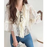 オフホワイト | レースの余韻に浸る。ラッフルフリルデザイン総レースブラウス | Classical Elf 
