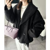 ブラック | ビッグカラーで小顔見え。ふわっと羽織って、キュンとこなれる。ビッグカラーフェイク… | Classical Elf 