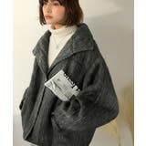 チャコール | 暖かさとおしゃれを両立♪ミックスシャギースタンドカラー比翼ミドルコート | Classical Elf 