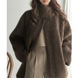 ブラウン | 暖かさとおしゃれを両立♪ミックスシャギースタンドカラー比翼ミドルコート | Classical Elf 
